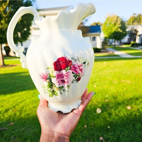 New VTG Formalities By Baum Bros Victorian Rose Detail Classic Ceramic Pitcher. - Picture 2 of 15